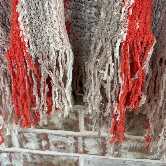 Free People Desert Daze Orange and Cream Chunky Knit Cardigan - Picture 5 of 13